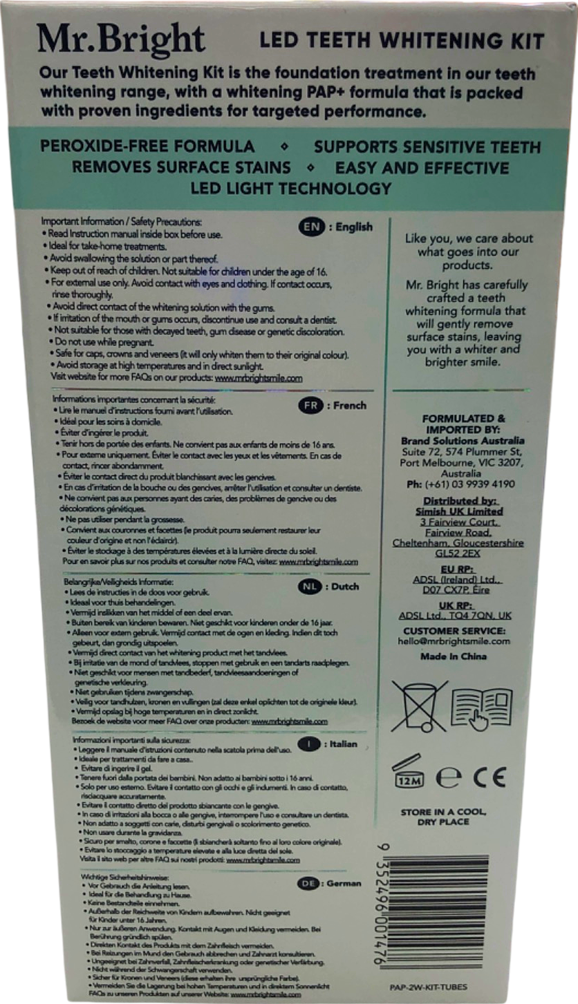 Mr. Bright Teeth Whitening Kit 10 Minute Whitening Treatment  9 mL