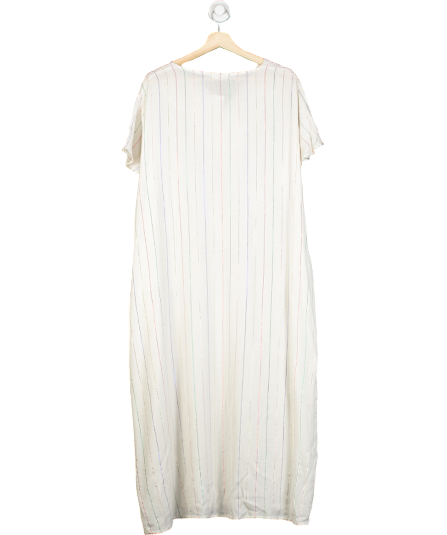 Pitusa White Bib Collar Striped Kaftan One Size