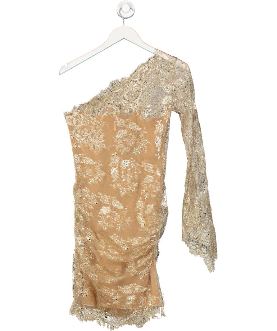 Emilio Pucci Nude One Shoulder Lace Mini Dress UK 12