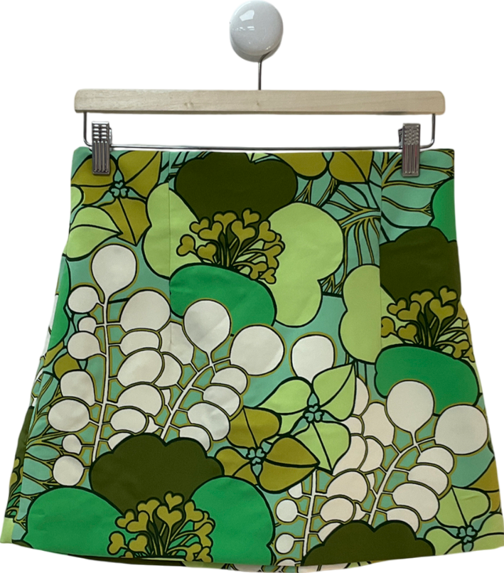 ZARA Retro Green Floral Mini Skirt UK M