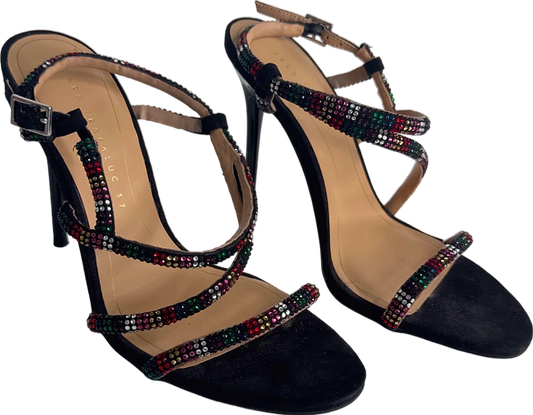 Zara Black/ Rainbow Crystal Strappy Heels EU 37 UK 4