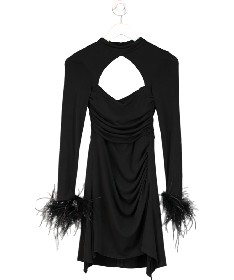 Lou Black Kapil Cutout Draped Mini Dress UK 4