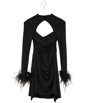 Lou Black Kapil Cutout Draped Mini Dress UK 4