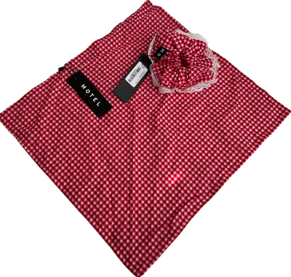 Motelrocks Scrunchie With Lace Red Gingham And Cloth One Size