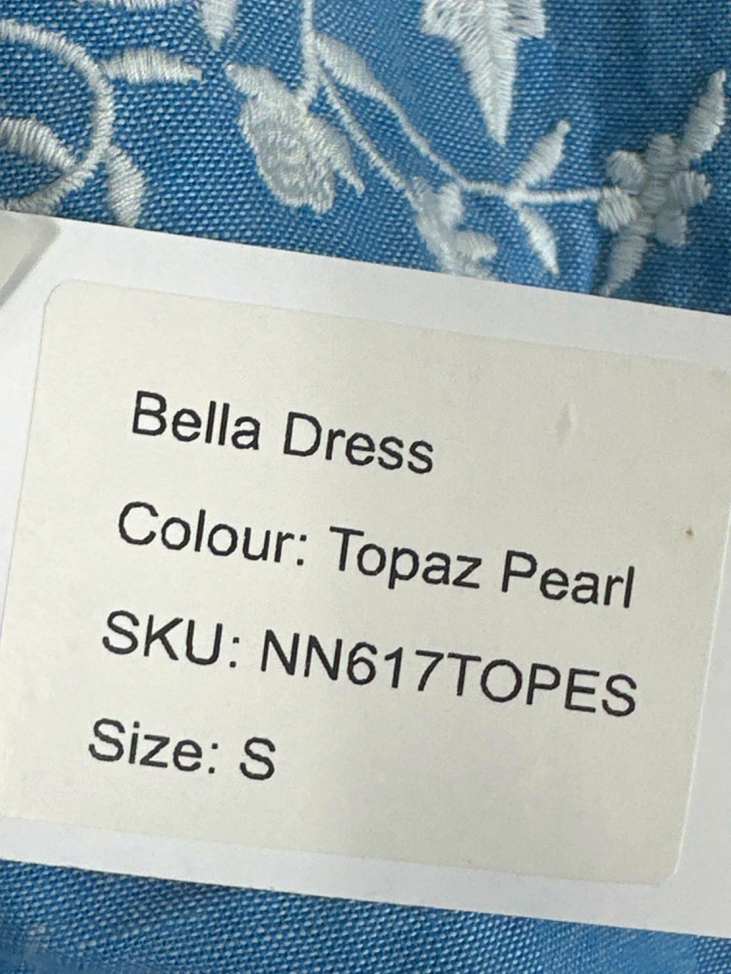 Neve & Noor Blue Bella Dress in Topaz Pearl UK S