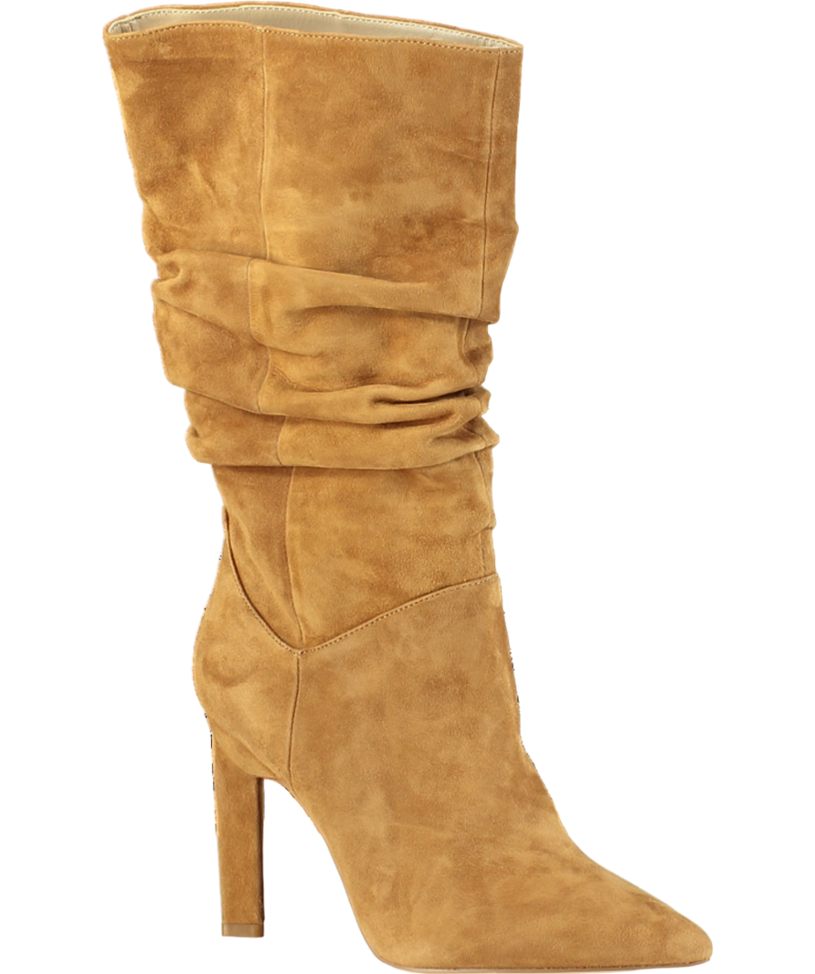 Karen Millen Brown Suede Mid Calf Slouch Heeled Boots UK 5 EU 38 Reliked