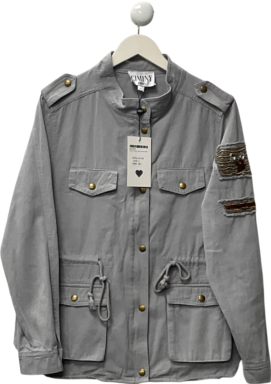 Ciminy Paris Grey Safari Denim Jacket UK L