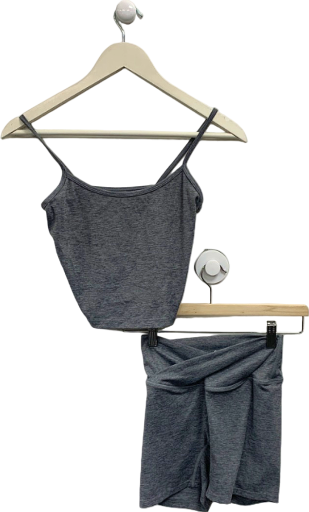 Saski Grey Crop Top and Shorts Set UK S