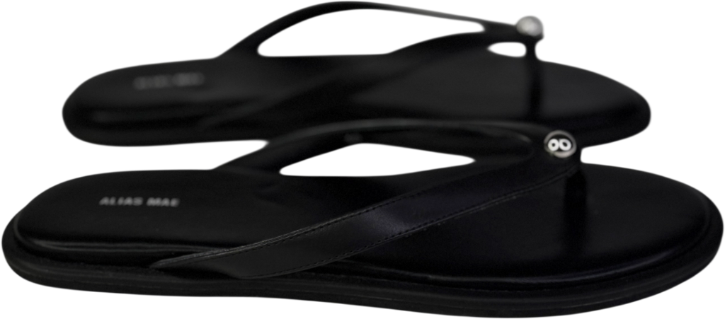 Alias Mae Black / Silver Leather Toe Thong Sandals UK 6 EU 39 👠