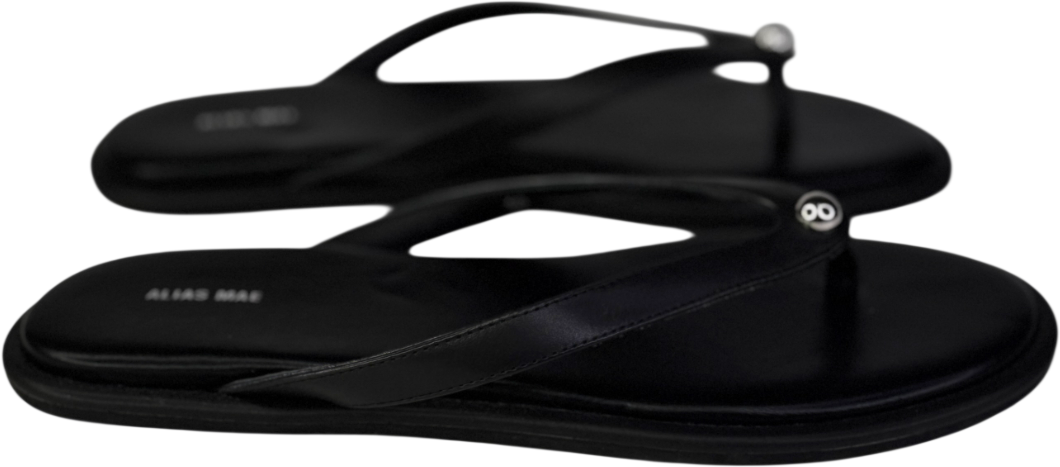 Alias Mae Black / Silver Leather Toe Thong Sandals UK 6 EU 39 👠