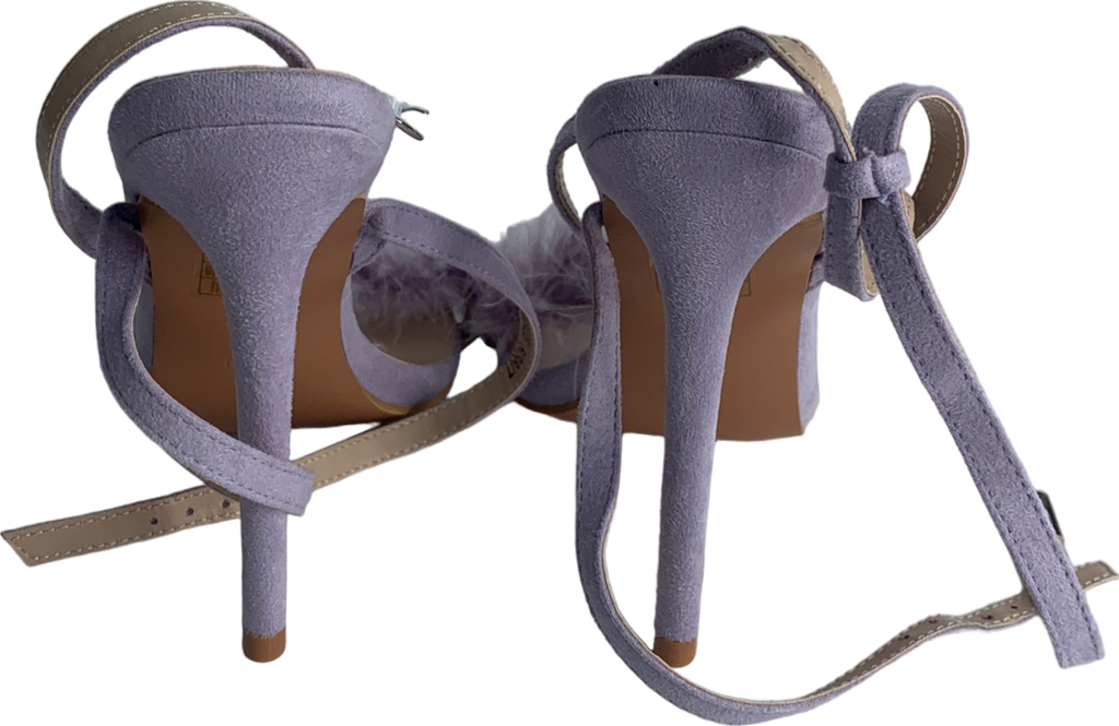 boohoo Purple Feather Trim 2 Part Stilettos UK 5 EU 38 👠
