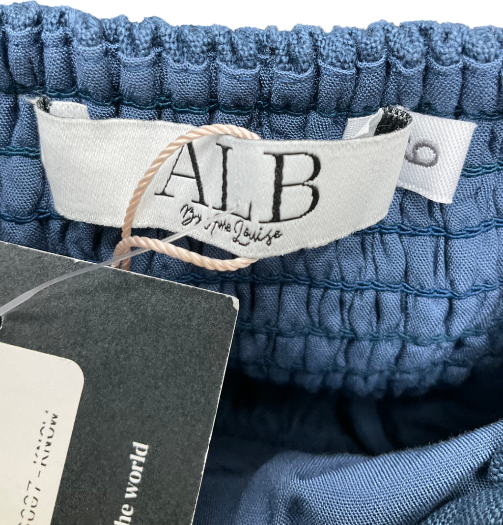 Anne Louise Boutique Blue Tie Back Linen Midi Dress UK 6