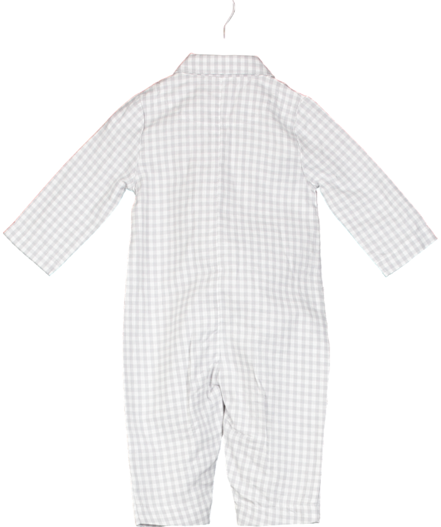 The Little White Company Grey Gingham Sleepsuit 6-9 Months