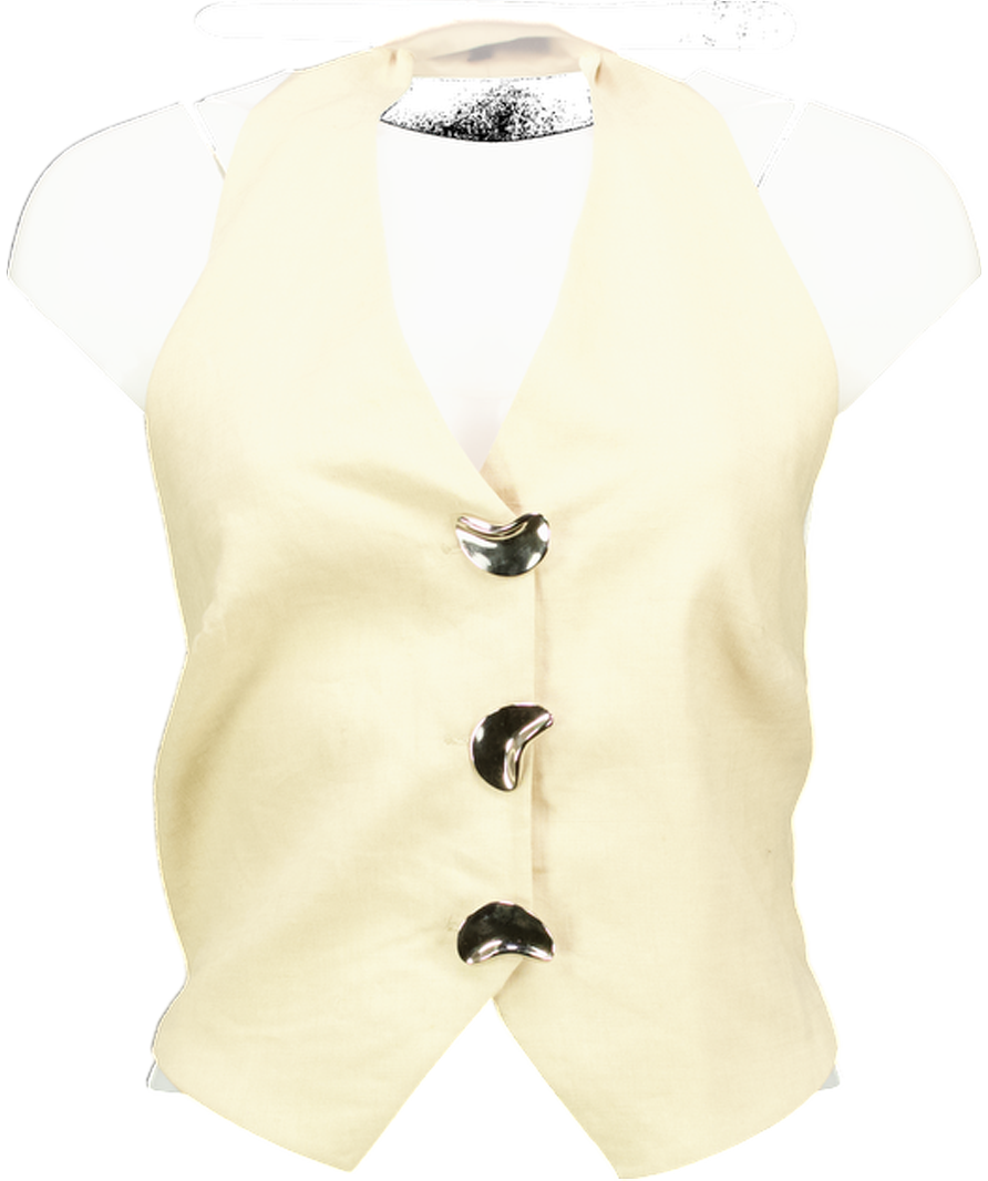 SELMACILEK Beige Linen Back Tie Vest UK S