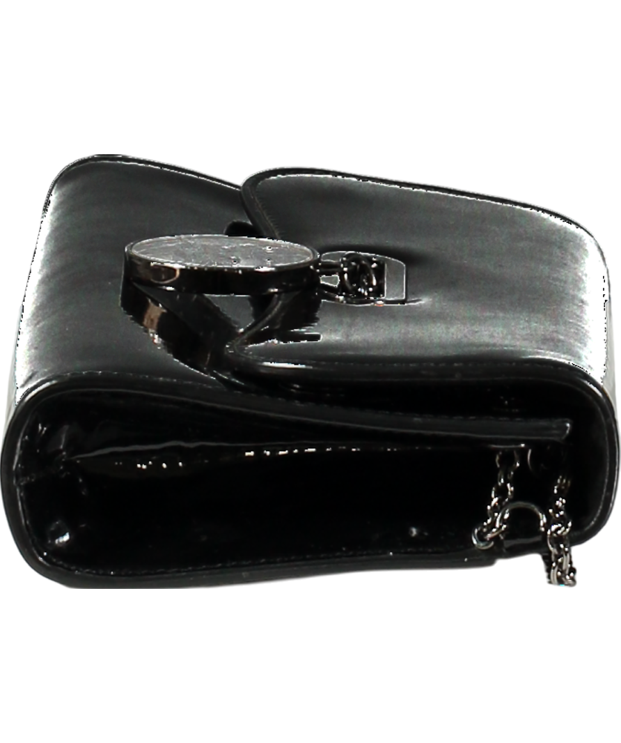 Christian Louboutin Black Patent Leather Riveiera Shoulder Clutch Bag