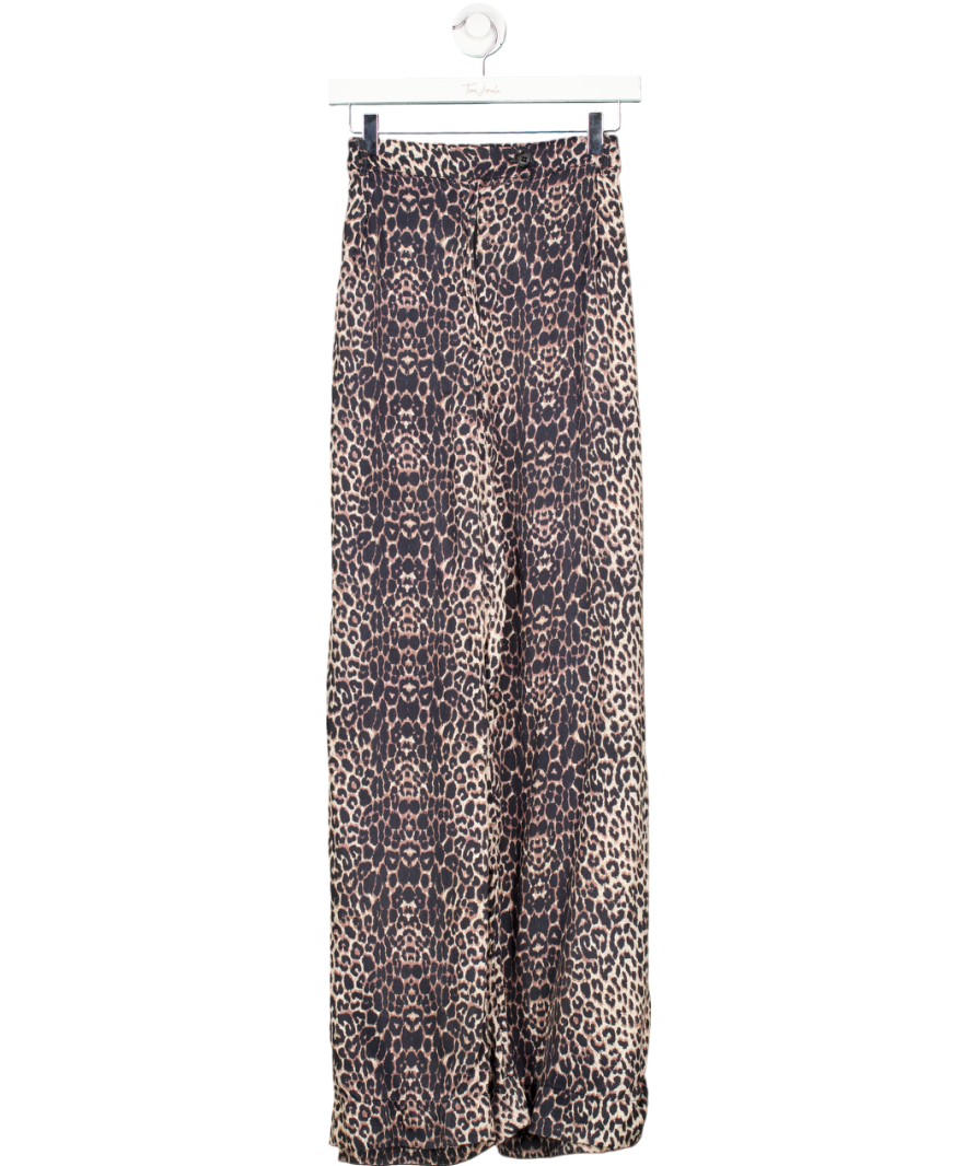 Forever Unique Brown Wide Leg Tailored Leopard Trousers UK 24