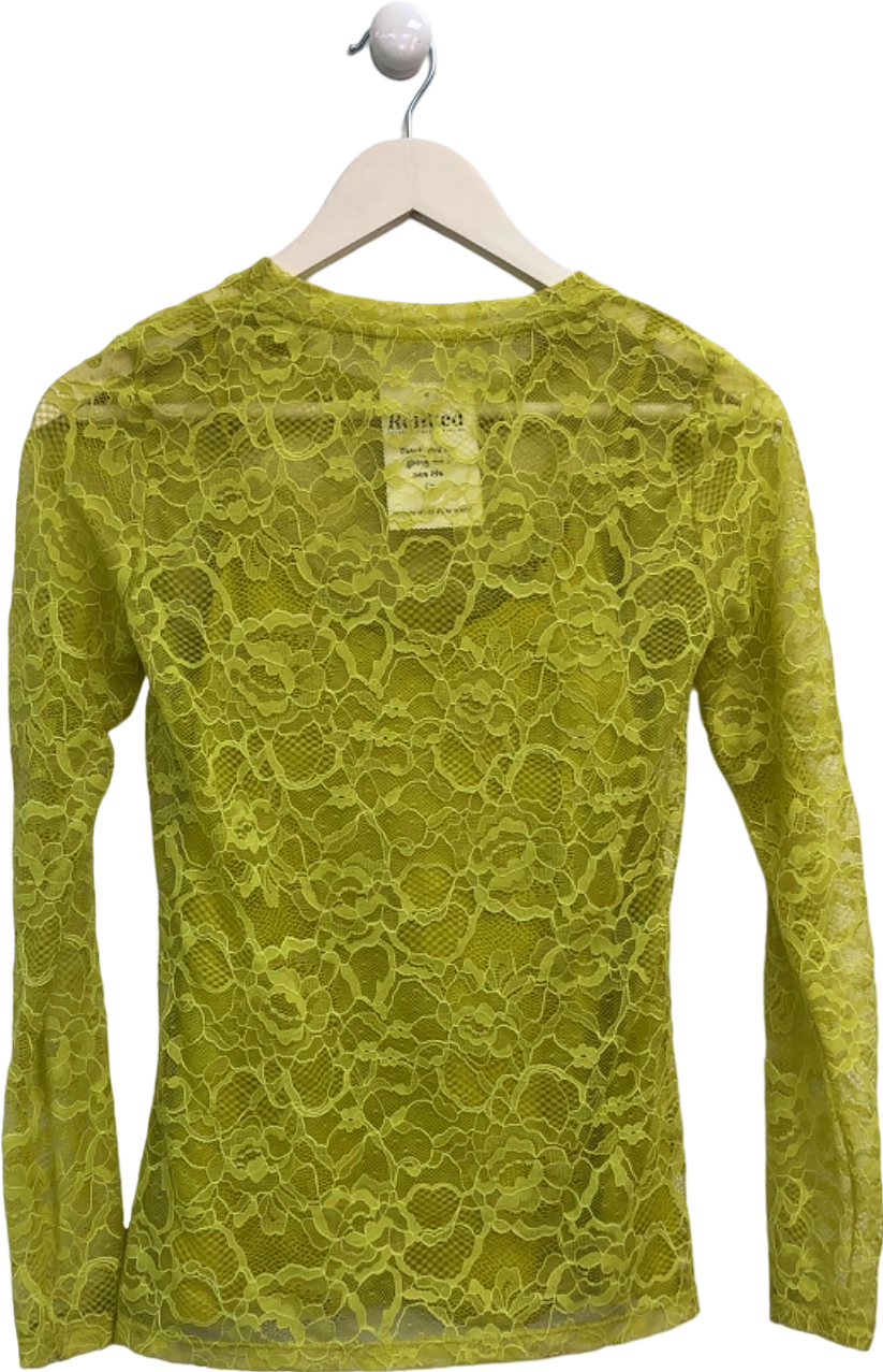 Finery Yellow Lace Long Sleeve Top UK 6