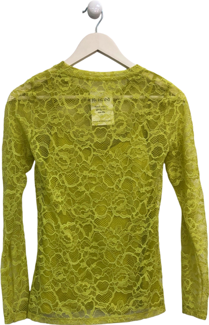 Finery Yellow Lace Long Sleeve Top UK 6