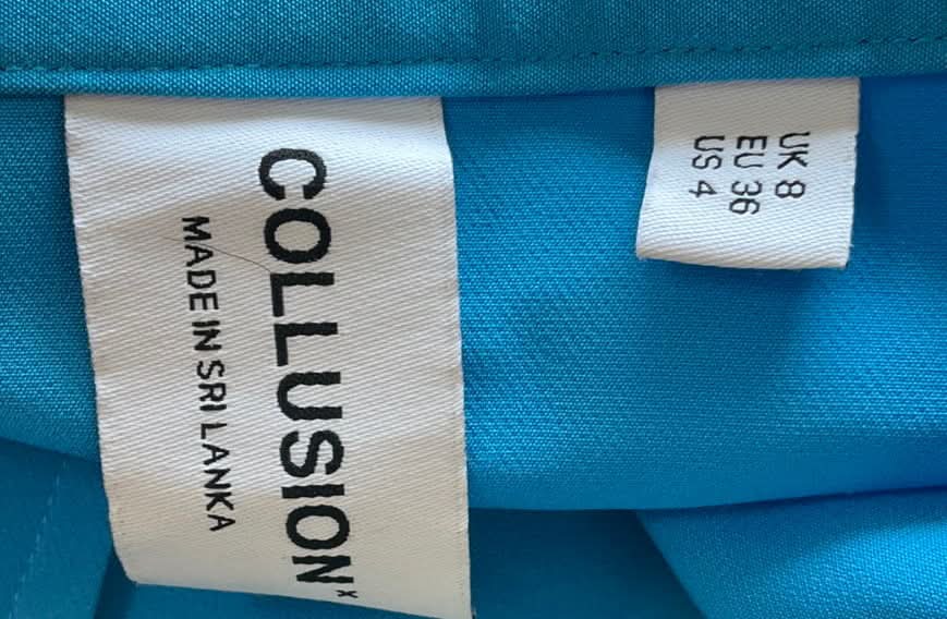 Collusion Blue Wrap Mini Skirt UK 8
