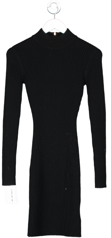 Michael Kors Black Long Sleeve Ribbed Knit Mini Dress UK XS