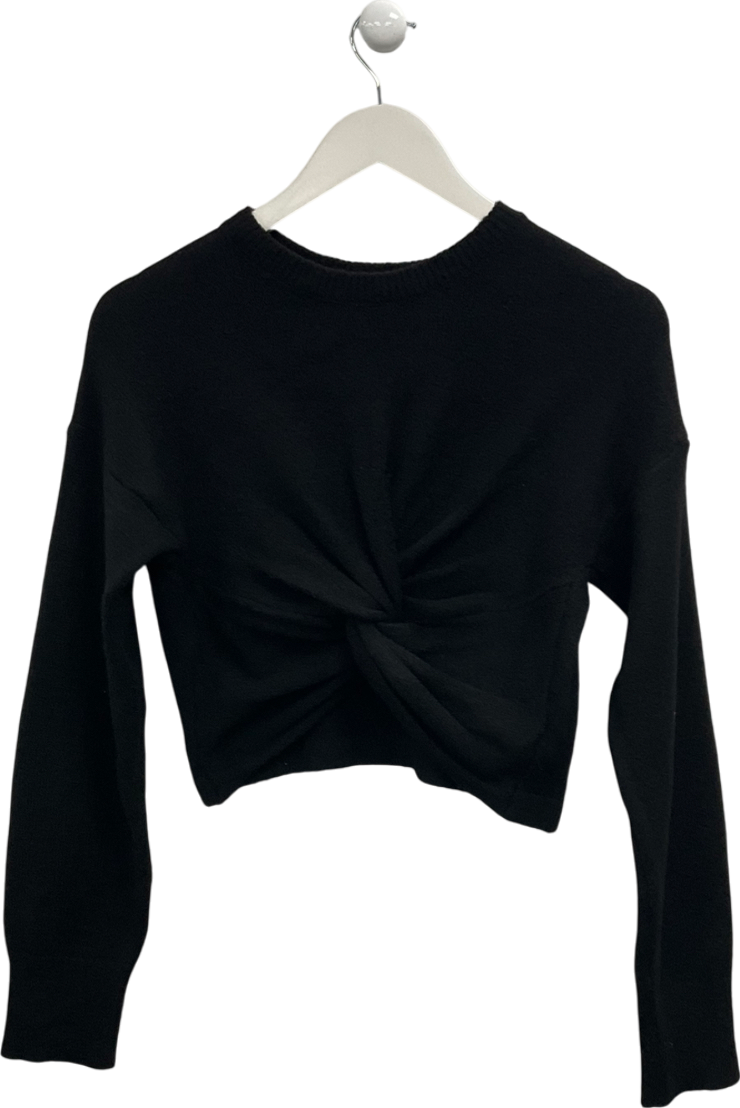NA-KD Black Twist Front Knitted Jumper UK S
