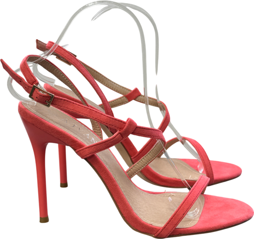 ADJVANI Coral Pink Strappy Heeled Sandals UK 6 EU 39 👠