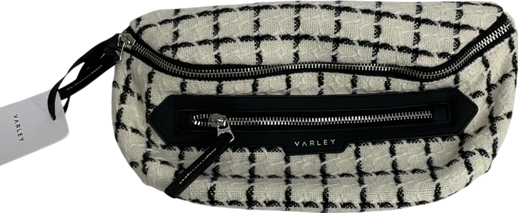 Varley White Roby Checked Wool-blend Belt Bag
