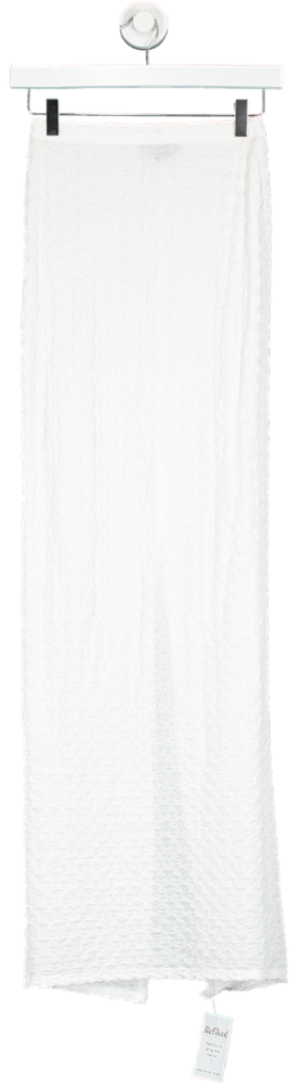 PrettyLittleThing White Back Slit Maxi Skirt UK 4