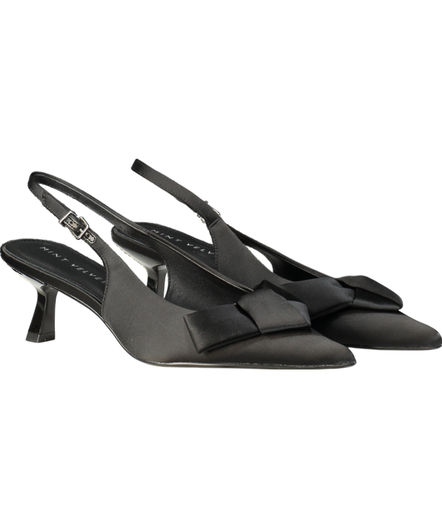 Mint Velvet Black Fern Slingback Kitten Heels UK 7 EU 40 👠