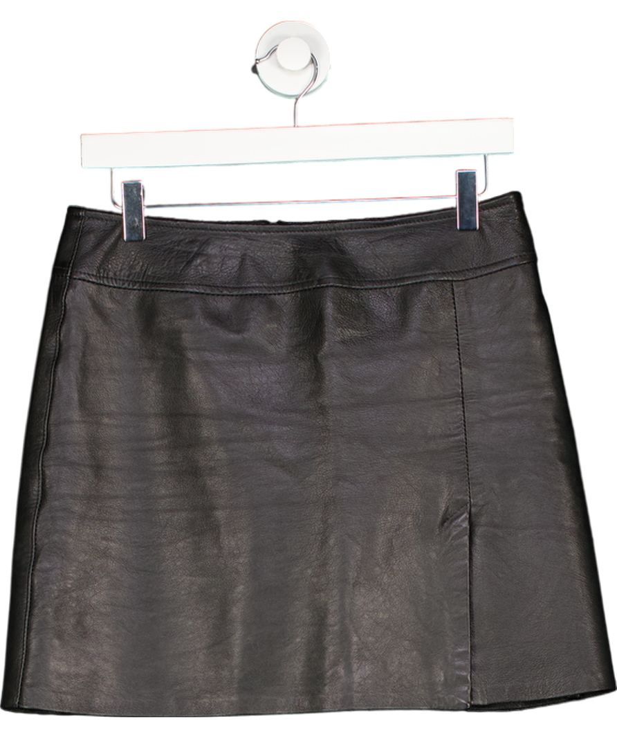 Oasis Black Real Leather Mini Skirt UK 10