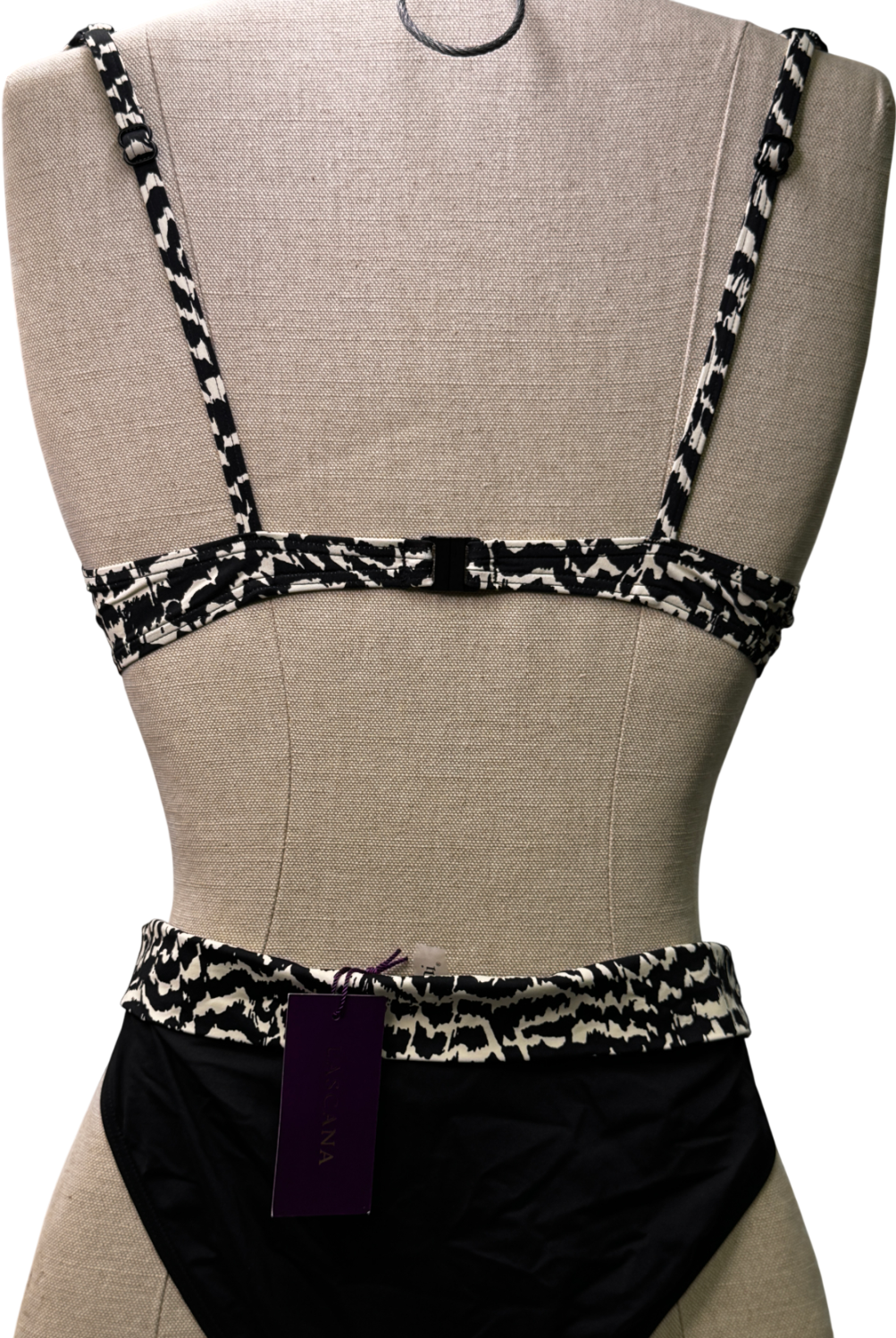 LASCANA 2-piece Black / Print High Waist Underwired Bikni Set UK 12