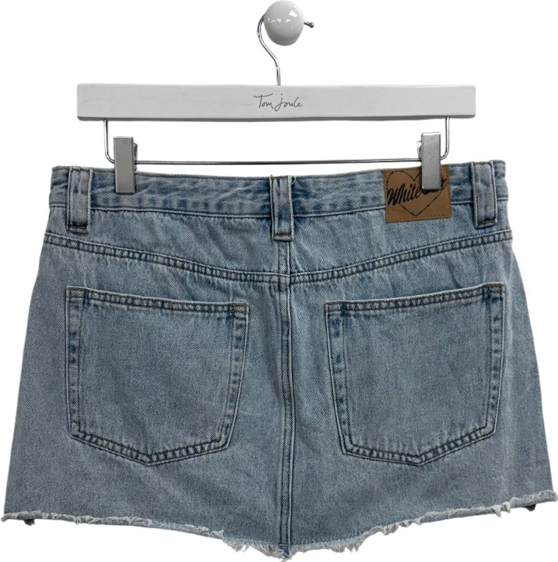 White Fox Love To Dream Denim Mini Skirt Light Blue Wash UK L