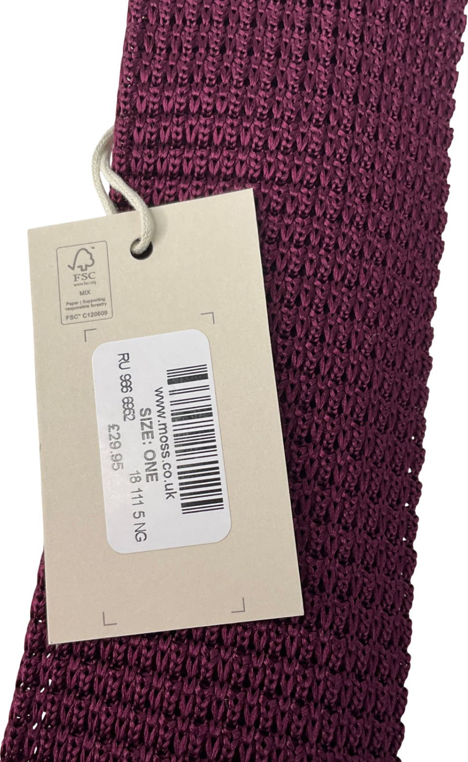 Moss Bros Red Knitted Silk Tie One Size