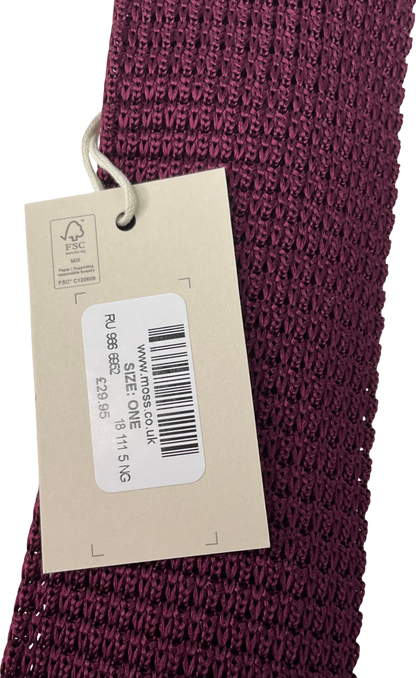 Moss Bros Red Knitted Silk Tie One Size