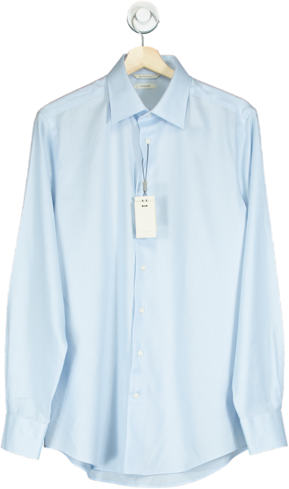 Suit Supply Light Blue Traveler Slim Fit Shirt UK 15 3/4 M