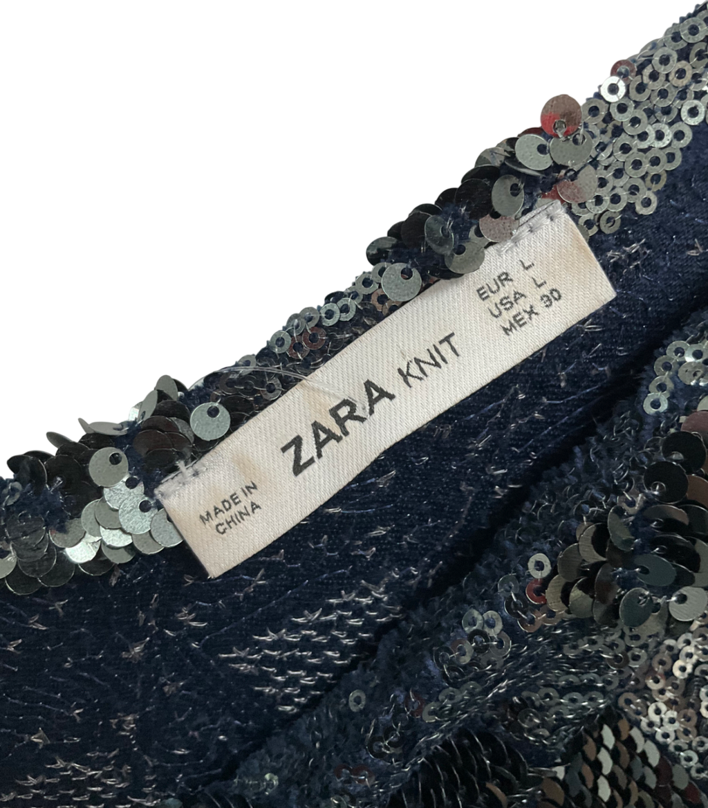 ZARA Multicoloured Sequin Dress UK L