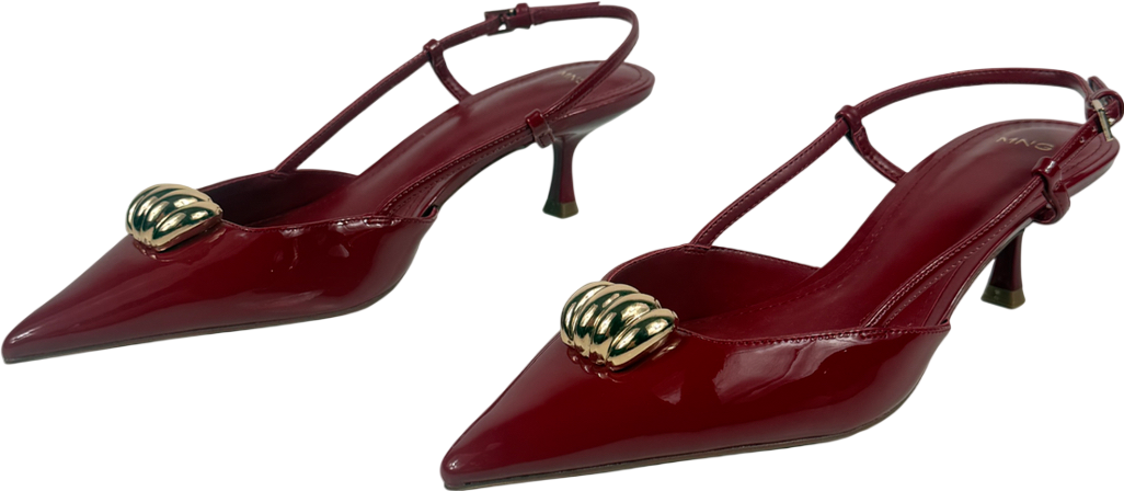 MANGO Red High-heeled Shoes With Metallic Detail UK 7 EU 40