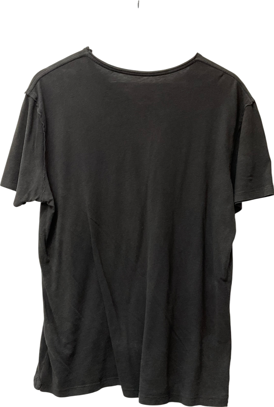 All Saints Grey Bodega Crew Neck Raw Edge T-shirt UK L