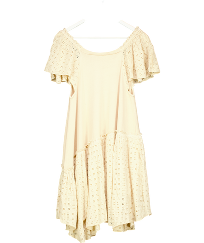 Free People Beige Wanderlust Mini Dress UK 6