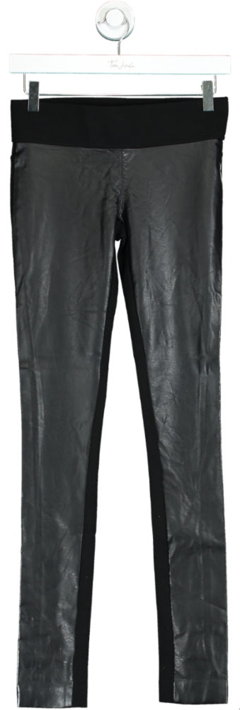 Club Monaco Black Leather-Panelled Leggings UK 4