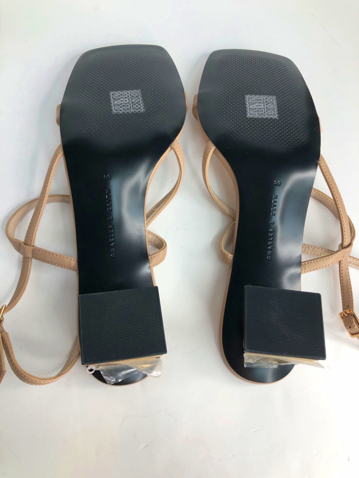 Charles & Keith Beige Strappy Block Heel Sandals EU 39