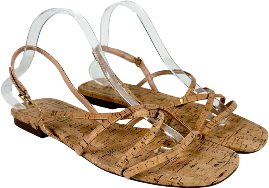 TALBOTS Brown Liana Strappy Cork Flats UK 7.5 EU 40.5