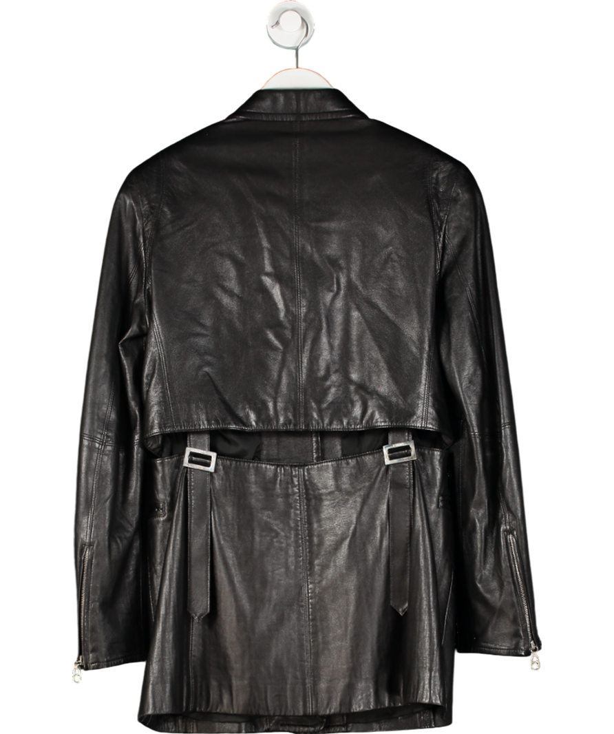 Gianfranco Ferre Black Leather Cut Out Jacket UK L