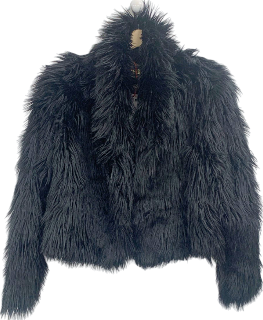 Superdry Black Short Faux Fur Coat UK M