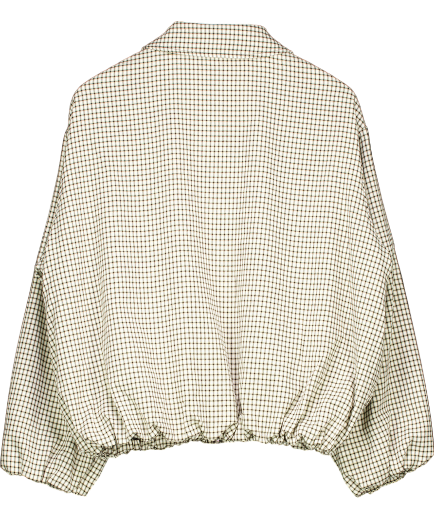 River Island Beige Check Bubble Hem Bomber Jacket UK 6