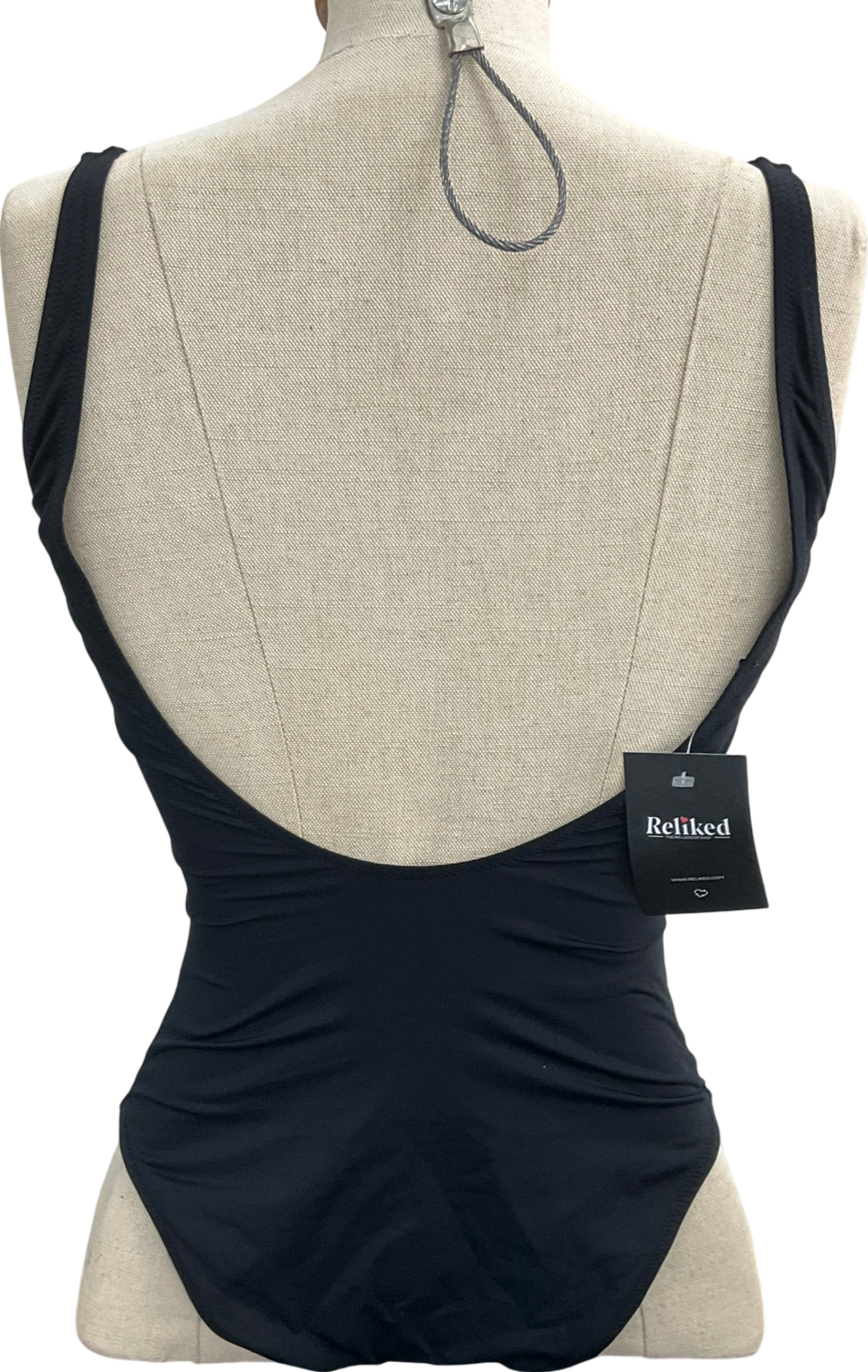 On the Island Black Lace Up Front Swimsuit UK 12