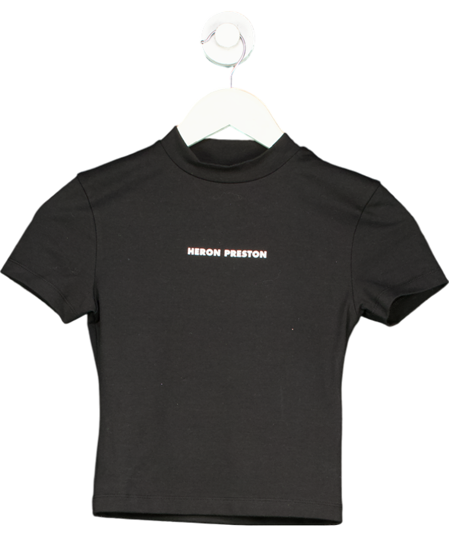 Heron Preston Black Printed Logo Baby Tee UK XS