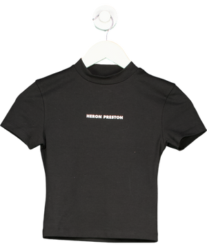 Heron Preston Black Printed Logo Baby Tee UK XS