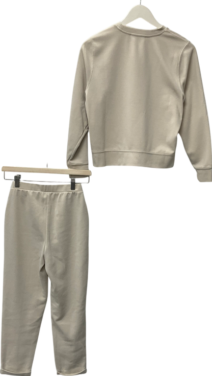 MANGO Cream Jogger Seams Pants & Cotton Sweatshirt UK XXS