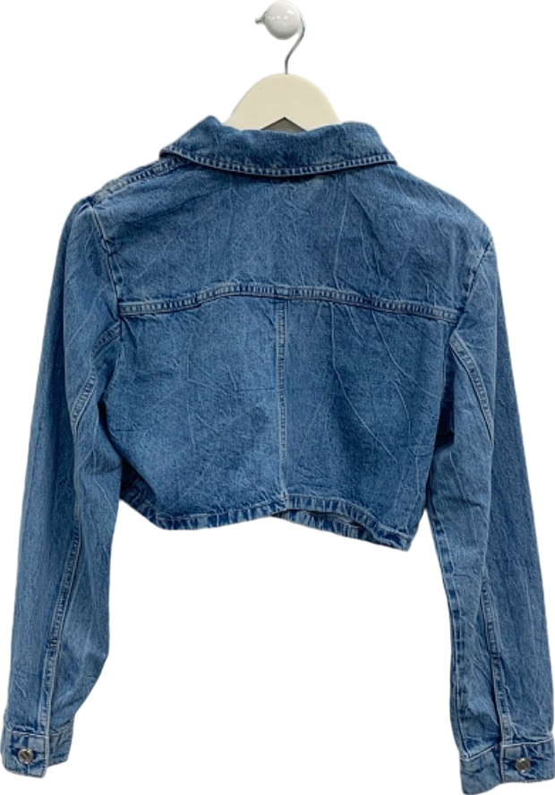 River Island Blue Cropped Denim Jacket UK 10